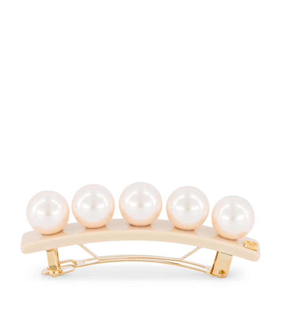 Alexandre de Paris oversize pearl-detail hair clip 6cm, imported from the UK