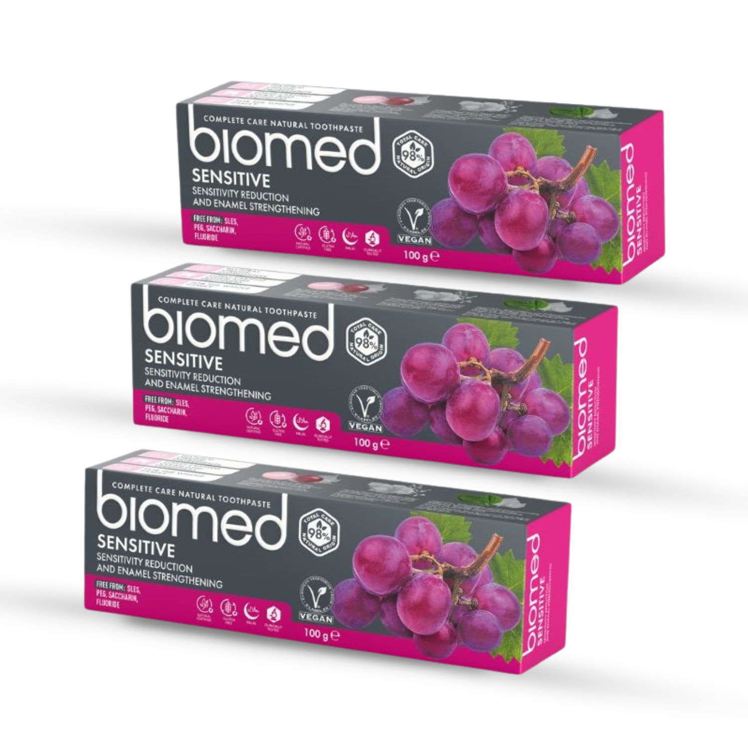 Biomed sensitive natural toothpaste 3 pack 100g (British brand)