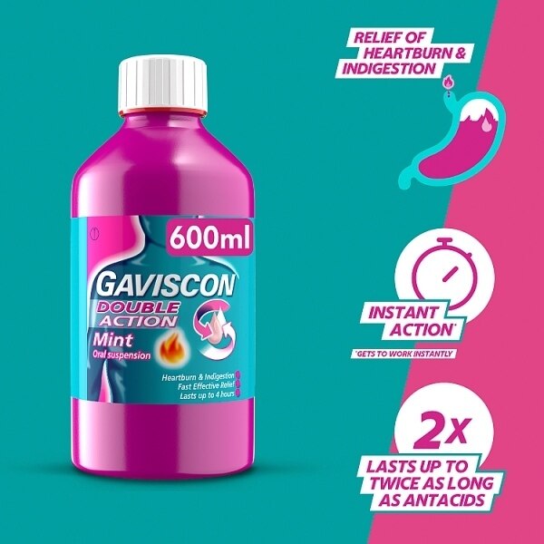 Gaviscon Heartburn Liquid Double Action Peppermint 600ml GOODS Superdrug   