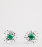 Suzanne Kalan Flower earrings diamonds emeralds 2cm, imported from the UK