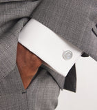 Tateossian rhodium-plated silver moonstone Graffiato cufflinks, imported from the UK