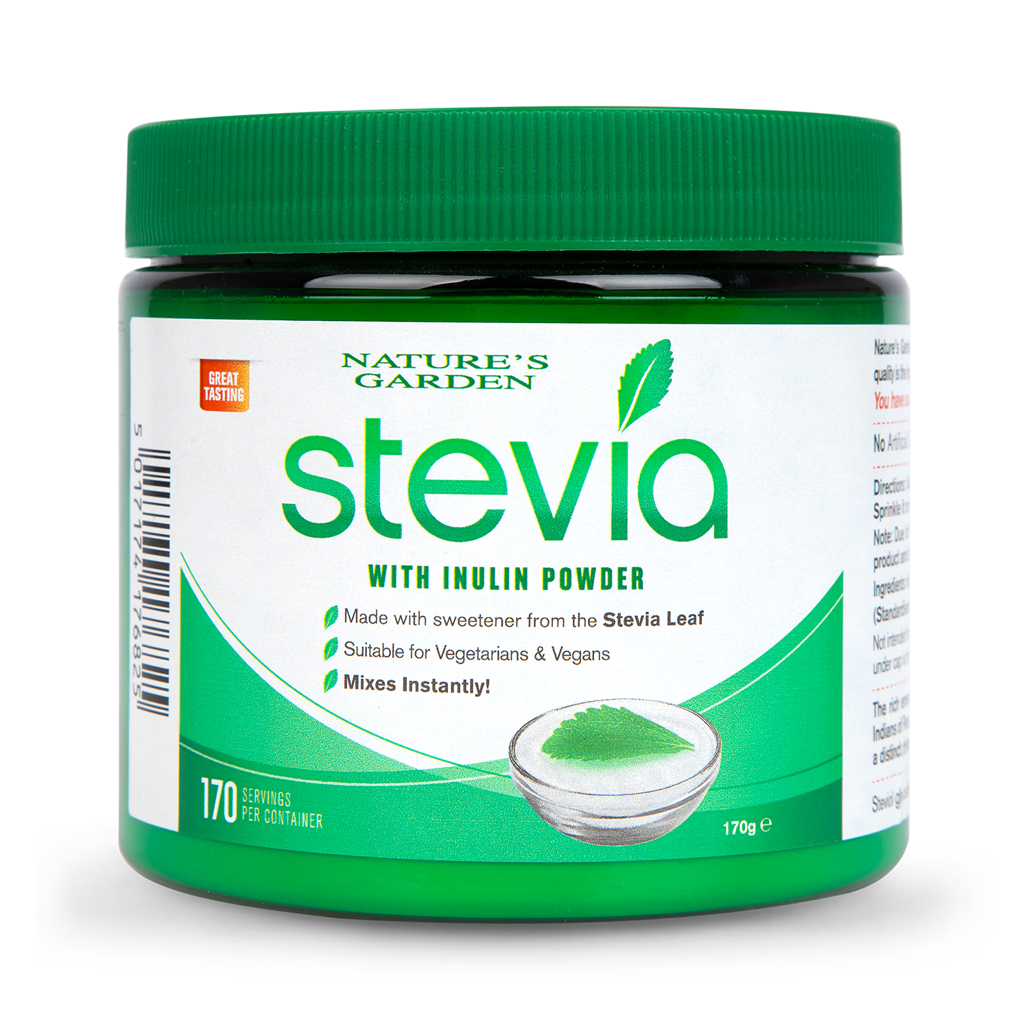 Nature's Garden Stevia sweetener 170g, imported from the UK