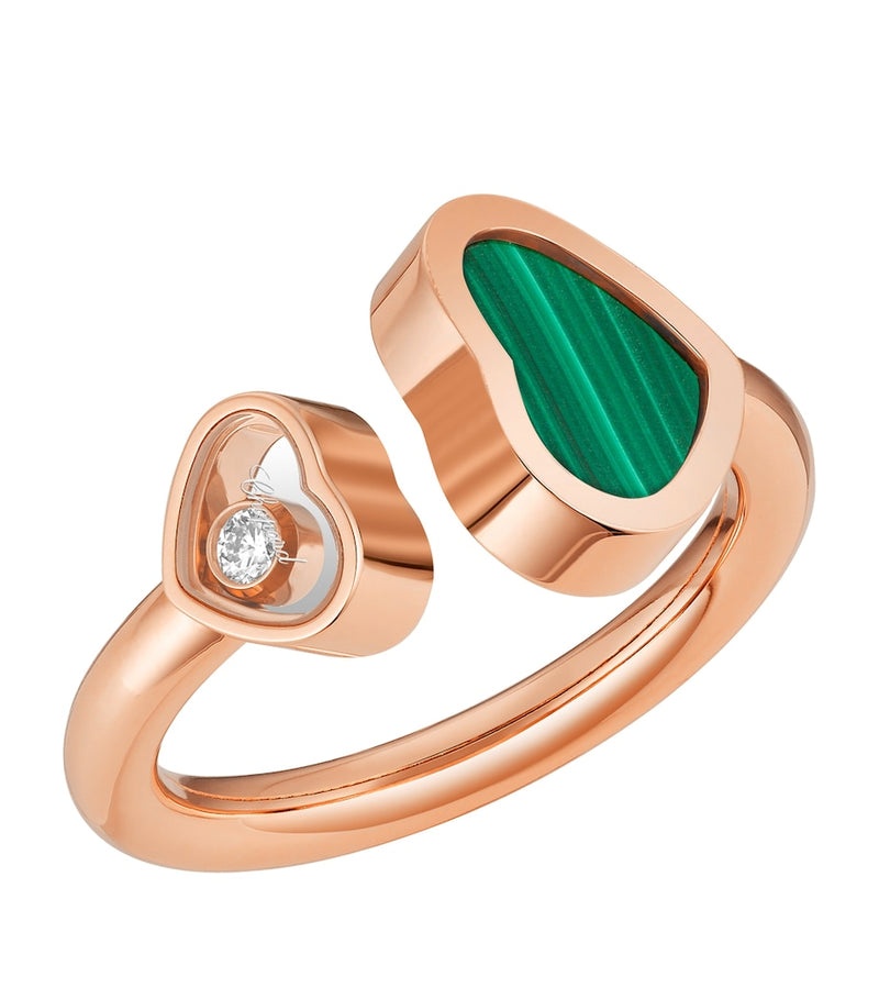 Chopard Happy Hearts ring rose gold malachite diamond, imported from the UK