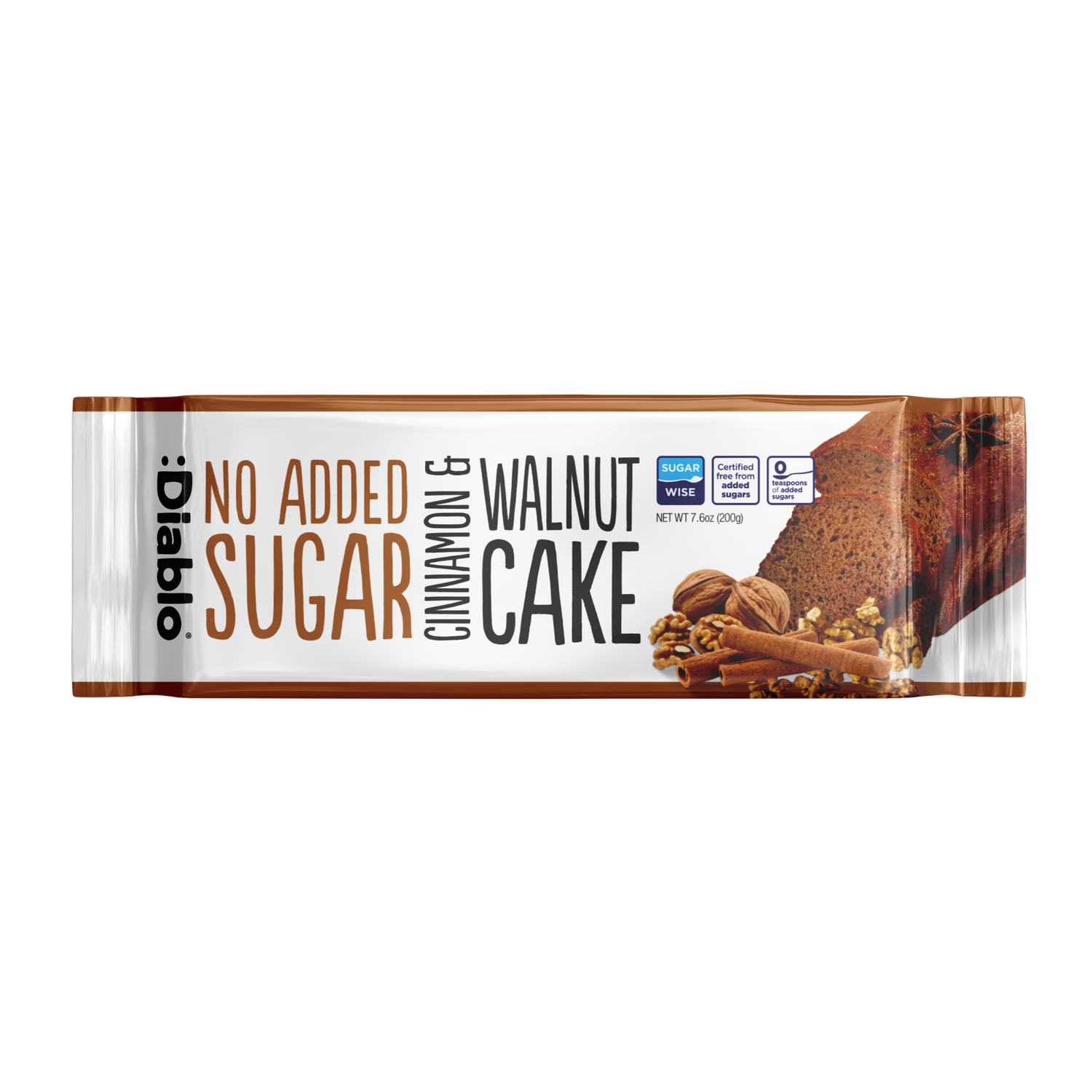 Diablo no added sugar cinnamon walnut cake 200g, imported from the UK
