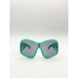 SVNX square oversized mask sunglasses aqua grey, UK version