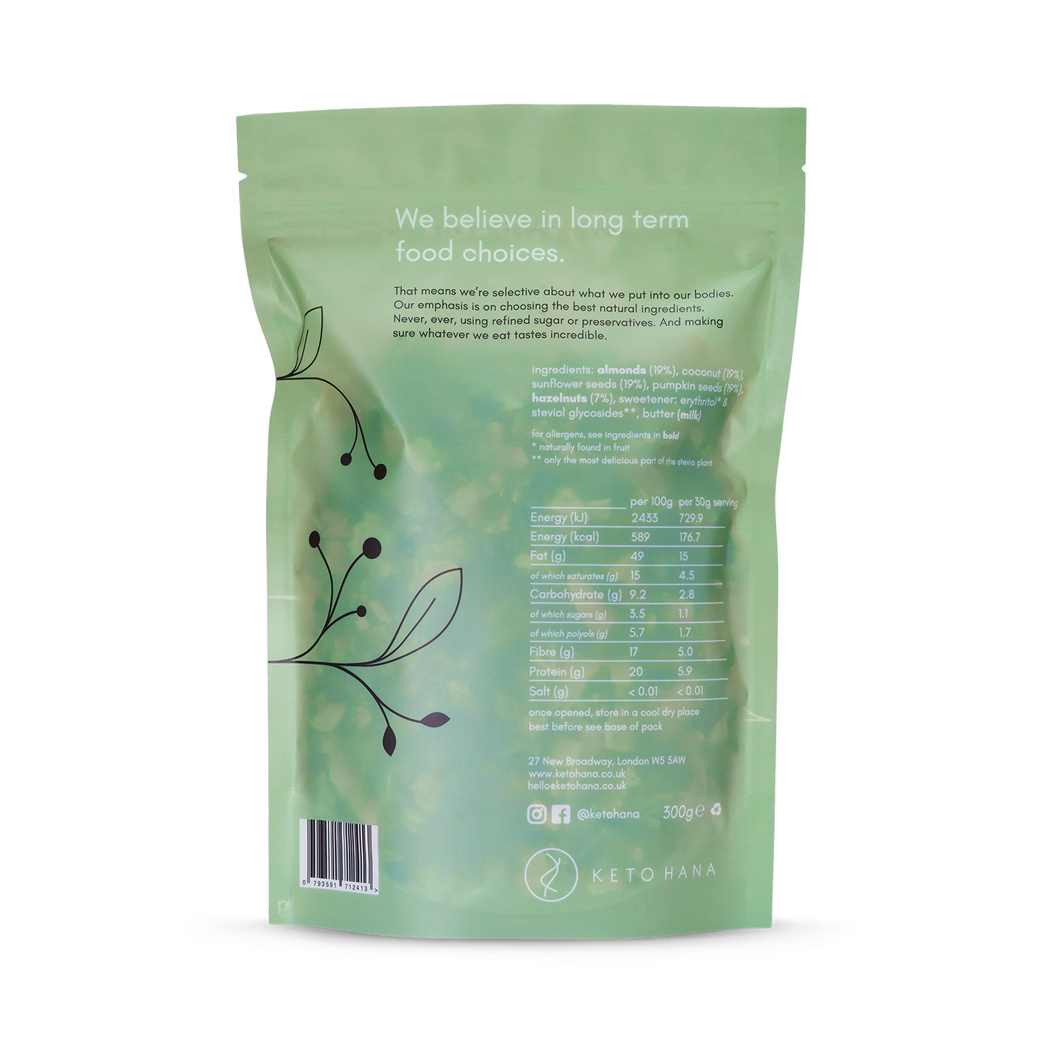 Keto Hana granola coconut and almond 300g (British brand)