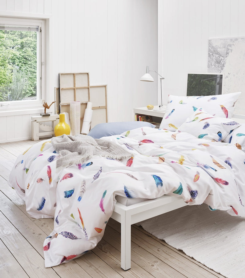 Schlossberg Tinka feather motif duvet cover 230x220, imported from the UK