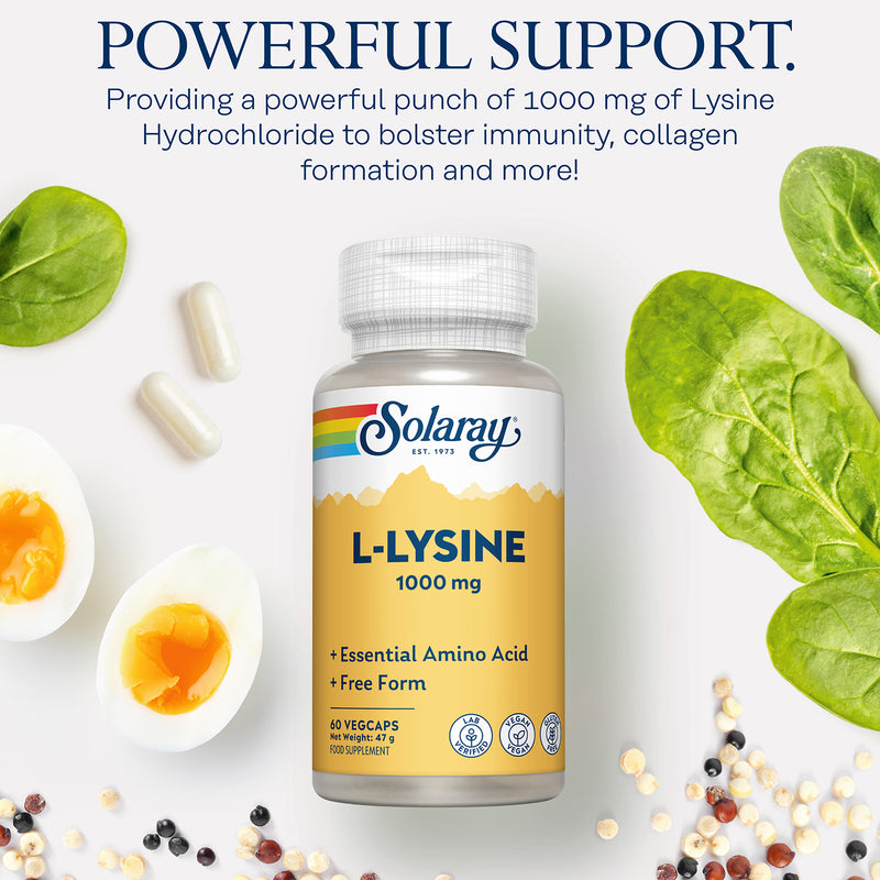 Solaray L-Lysine 1000mg 60 capsules, imported from the UK