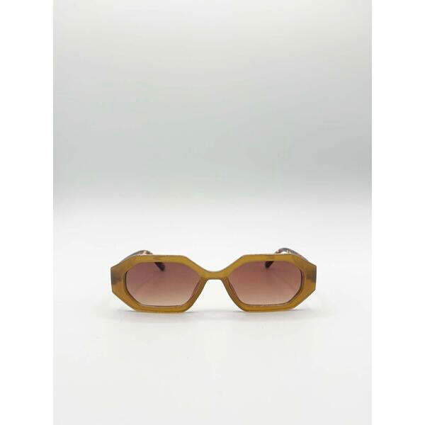 SVNX oval geometric sunglasses in tortoise brown (British brand)