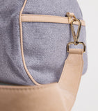Wool Canvas Travel Holdall with Leather Trims and Cross-Body Strap, 27x55x24cm