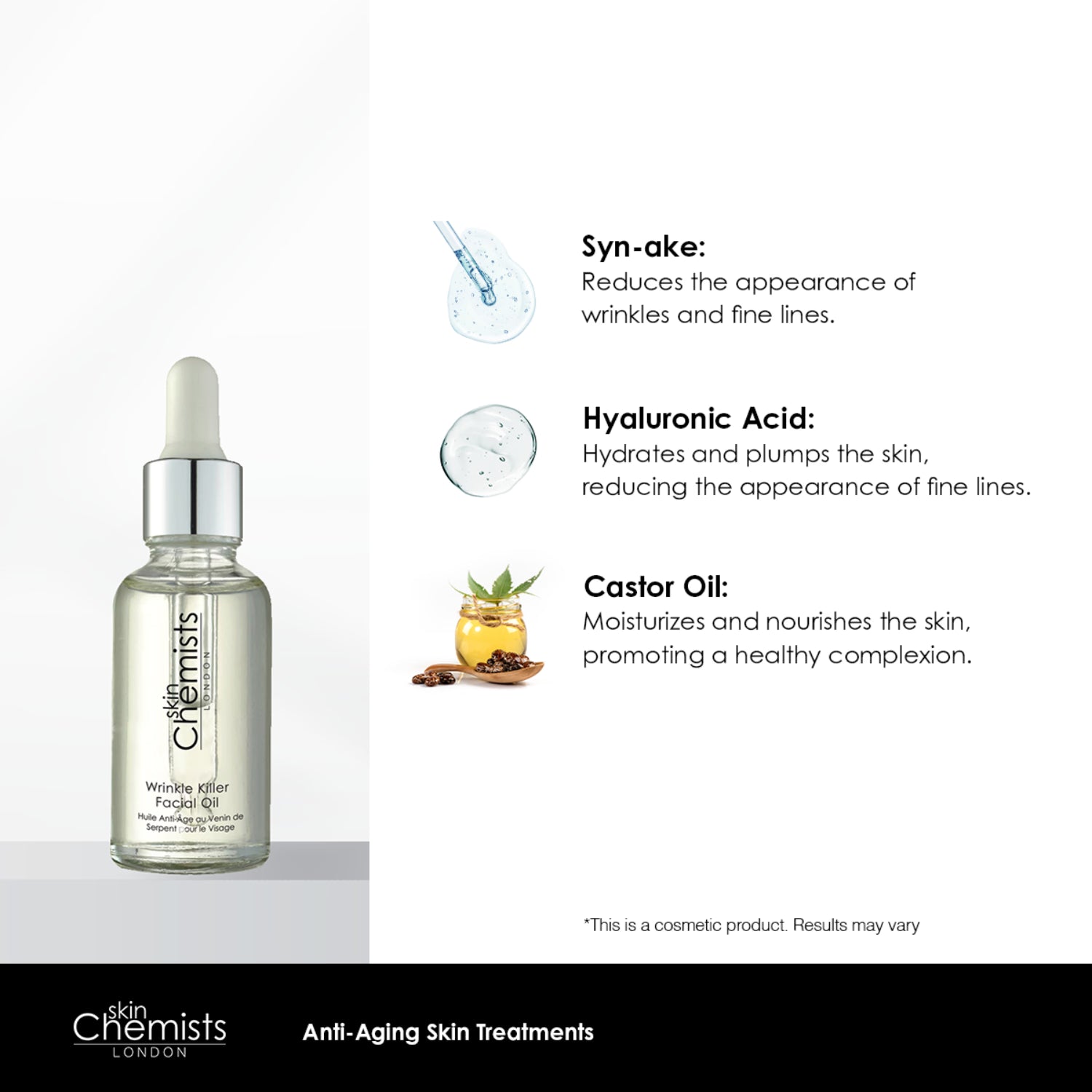 skinChemists Wrinkle Killer facial oil 30ml - British product