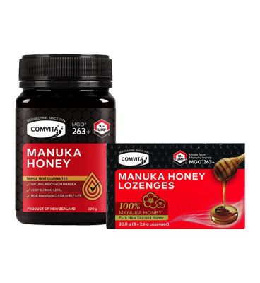 Comvita MGO 263+ (UMF 10+) Manuka Honey 500g & 10+ Lozenges 8s bundle GOODS Boots   