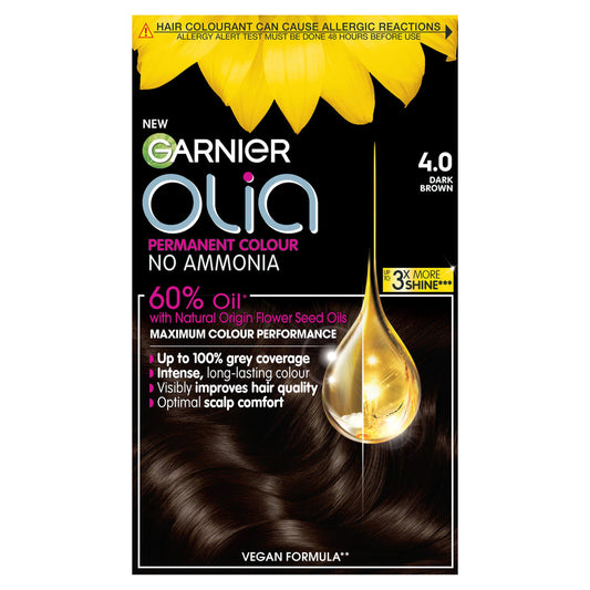 Garnier Olia Permanent No Ammonia Hair Dye Dark Brown 4.0 Brunette Sainsburys   