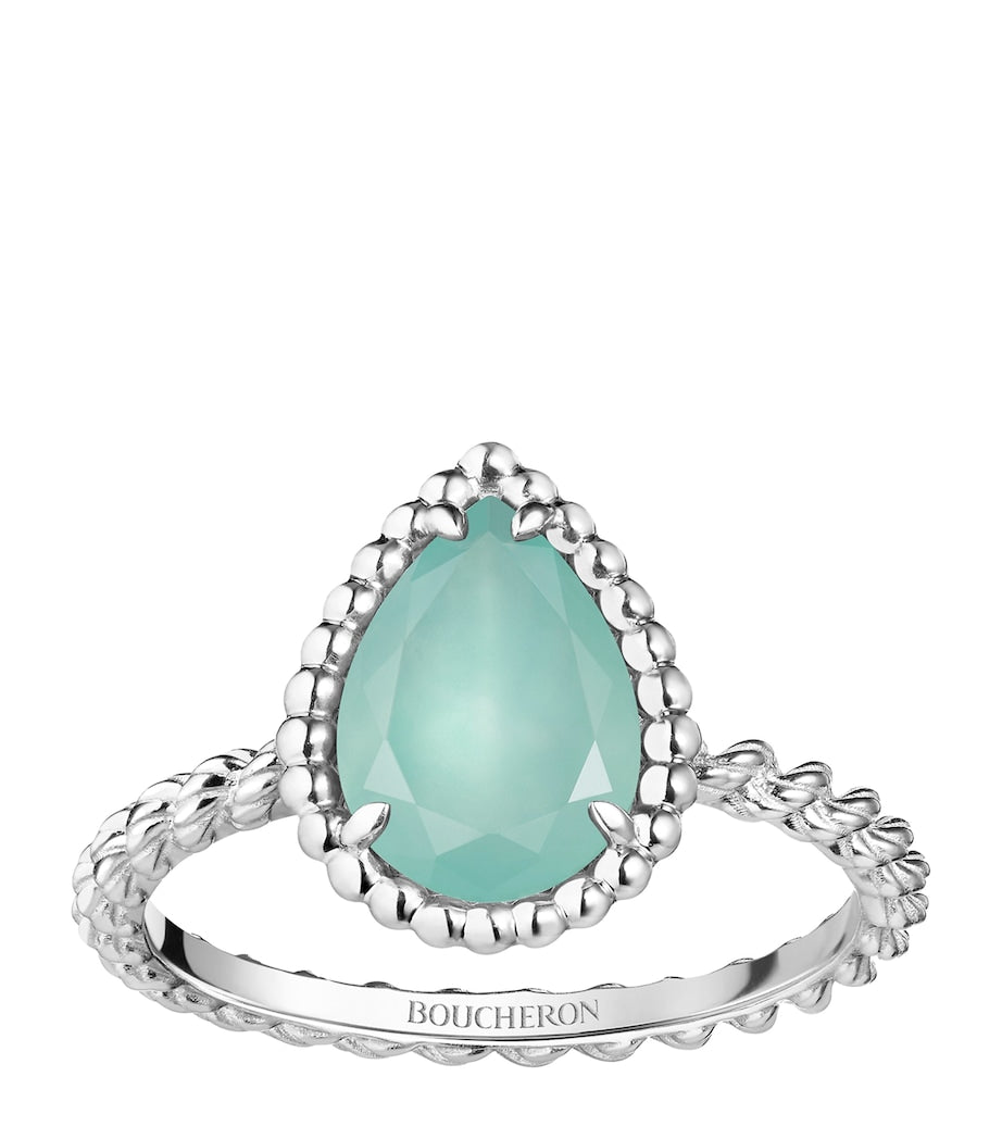 Boucheron Serpent Bohème ring in white gold with aquaprase gemstone (British brand)