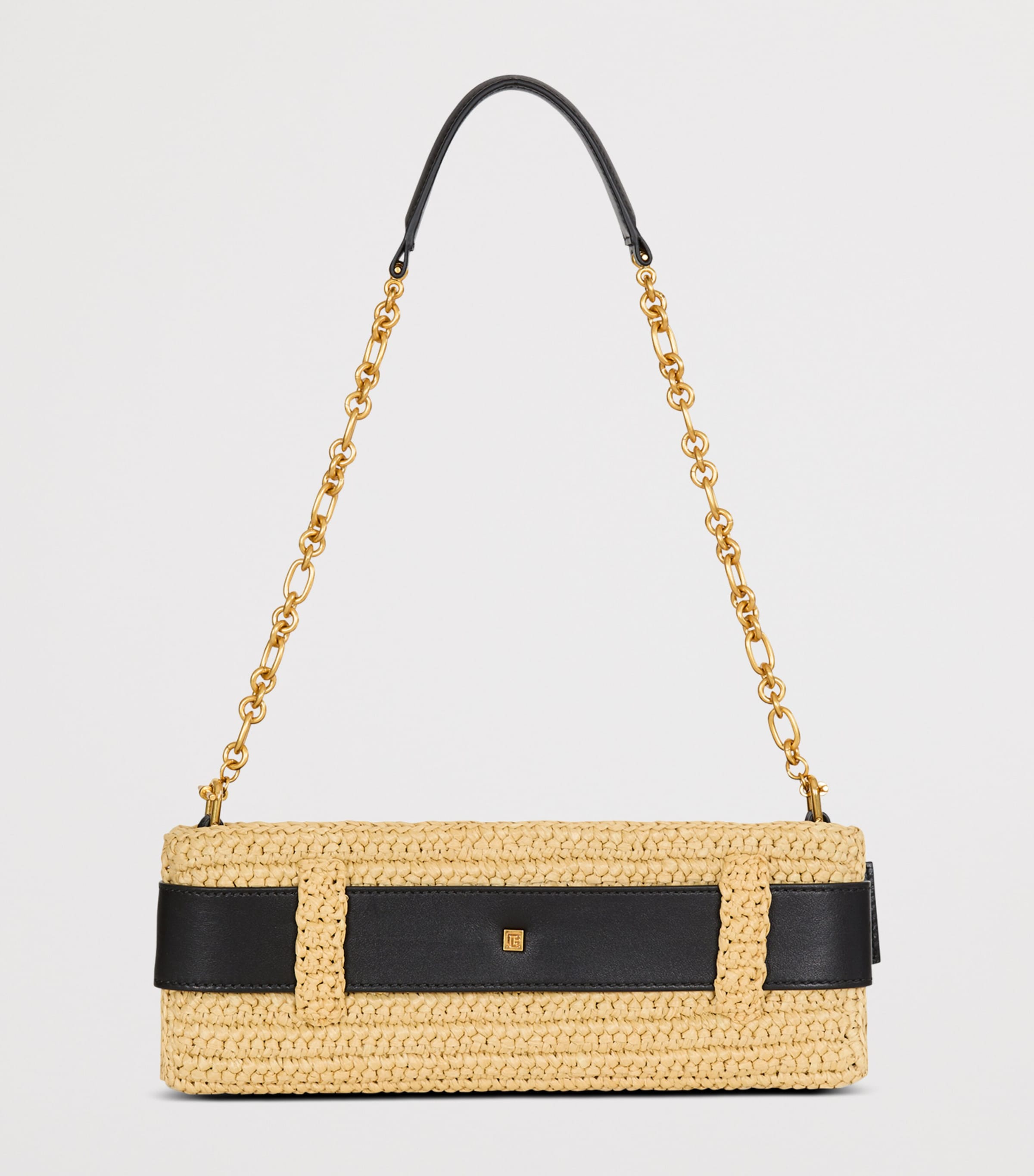 Balmain luxury faux raffia Anthem clutch bag, UK version