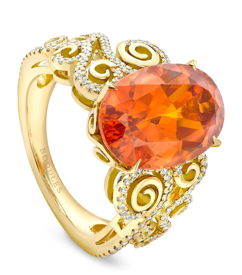 Boodles Vienna ring mandarin garnet diamond yellow gold, UK version
