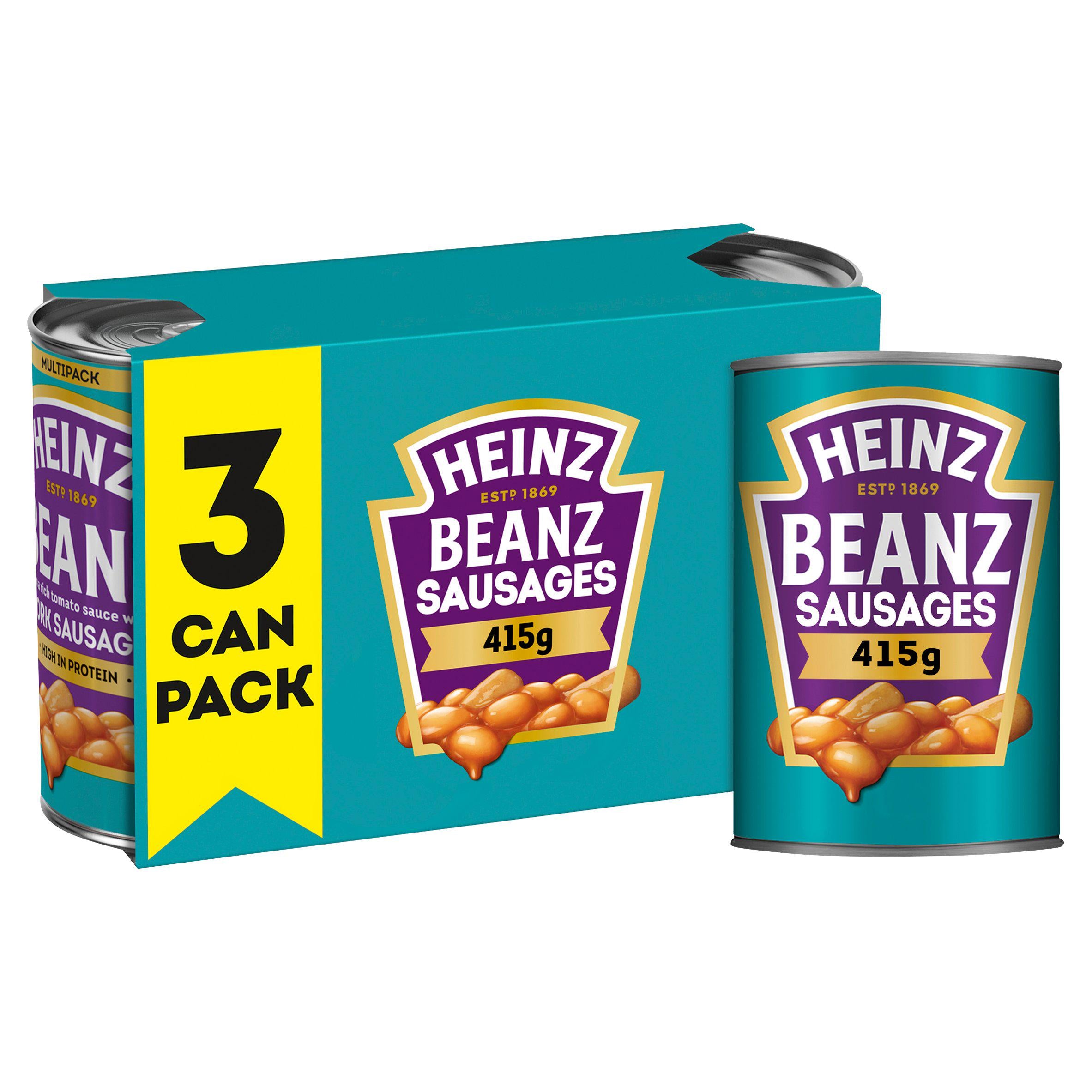 Heinz Baked Beans and Pork Sausages 3x415g Baked beans & canned pasta Sainsburys   