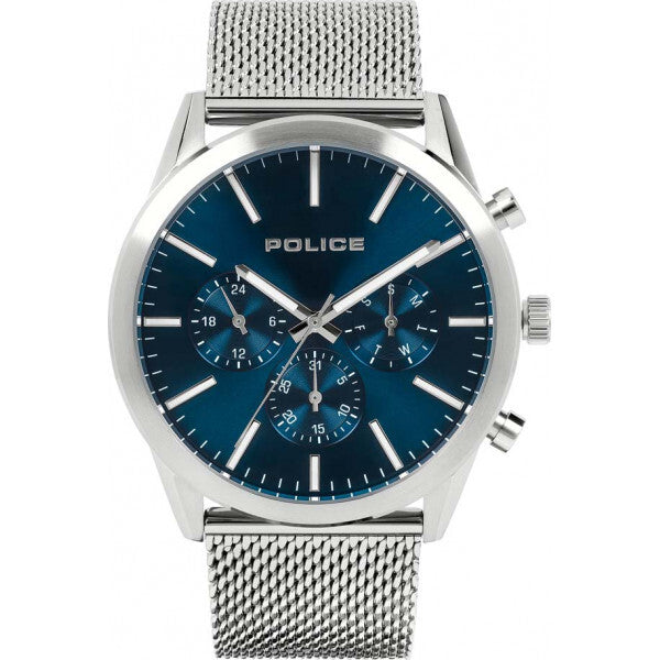 Police Patriot blue men's watch stainless steel - British product