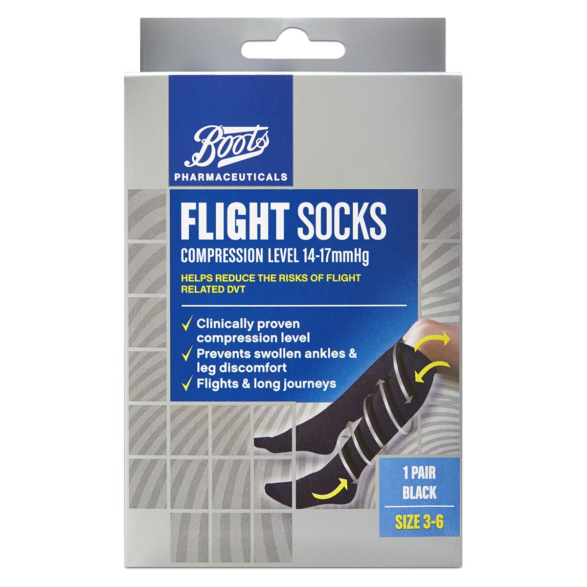 Boots Flight Socks (14-17mmHg) Size 3-6- 1 Pair GOODS Boots   