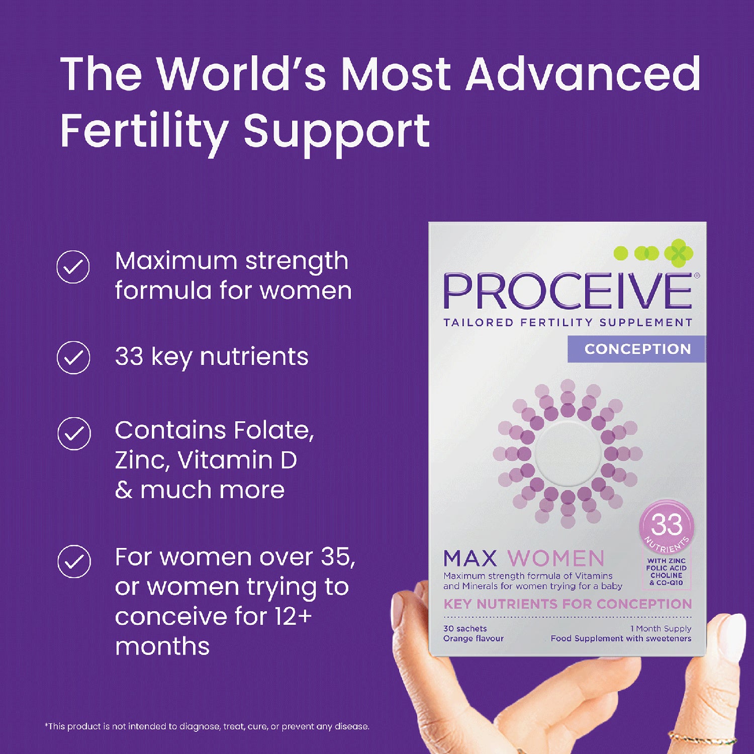 Proceive Max Women Fertility Supplement 30 Sachets, imported from the UK