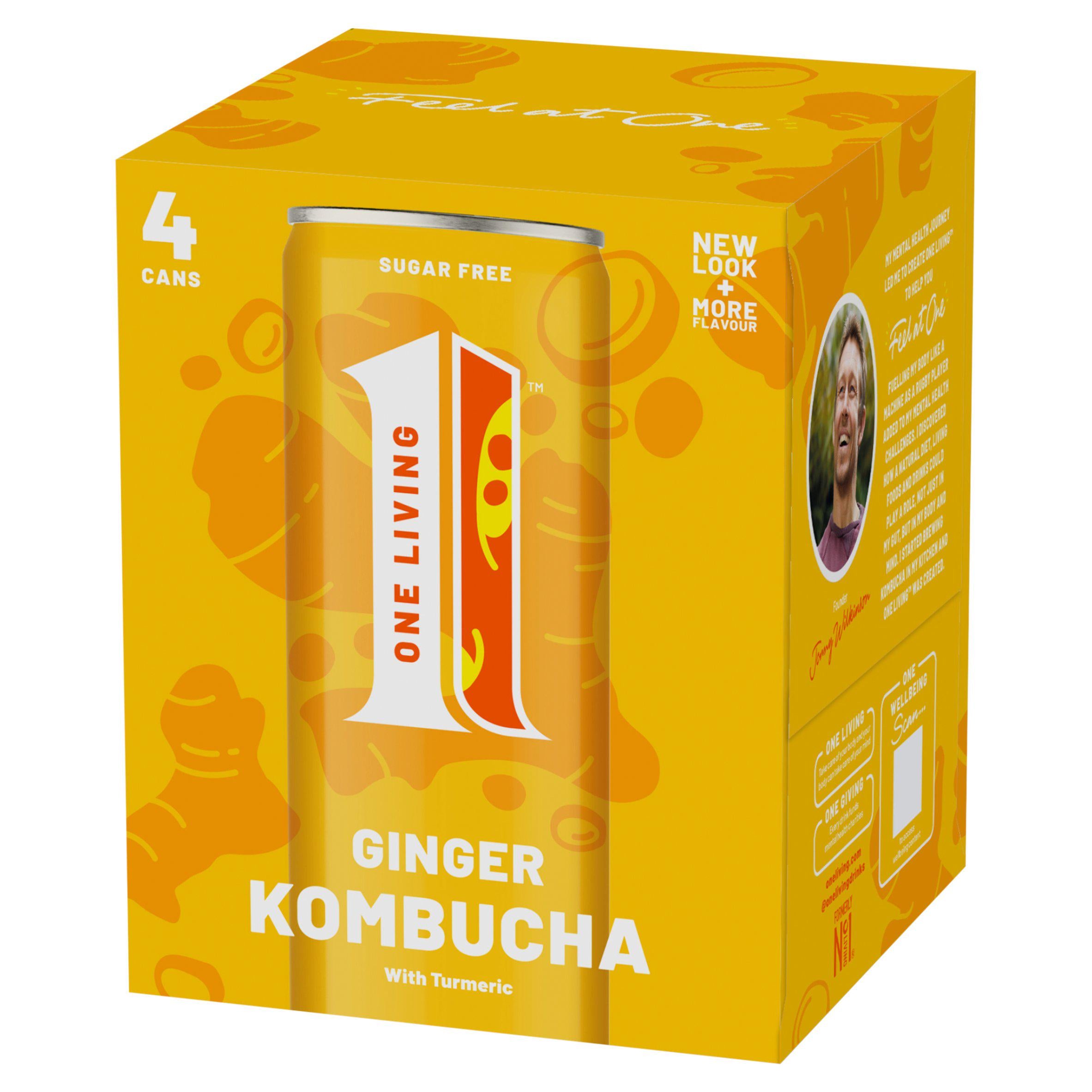 One Living Ginger Kombucha with Turmeric 4x250ml Adult soft drinks Sainsburys   