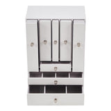 Livingandhome white faux leather jewellery box 8-drawer, UK version