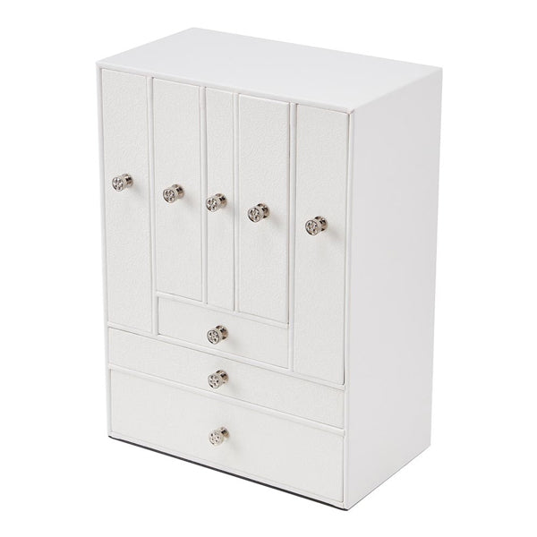 Livingandhome white faux leather jewellery box 8-drawer, UK version