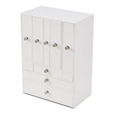 Livingandhome white faux leather jewellery box 8-drawer, UK version