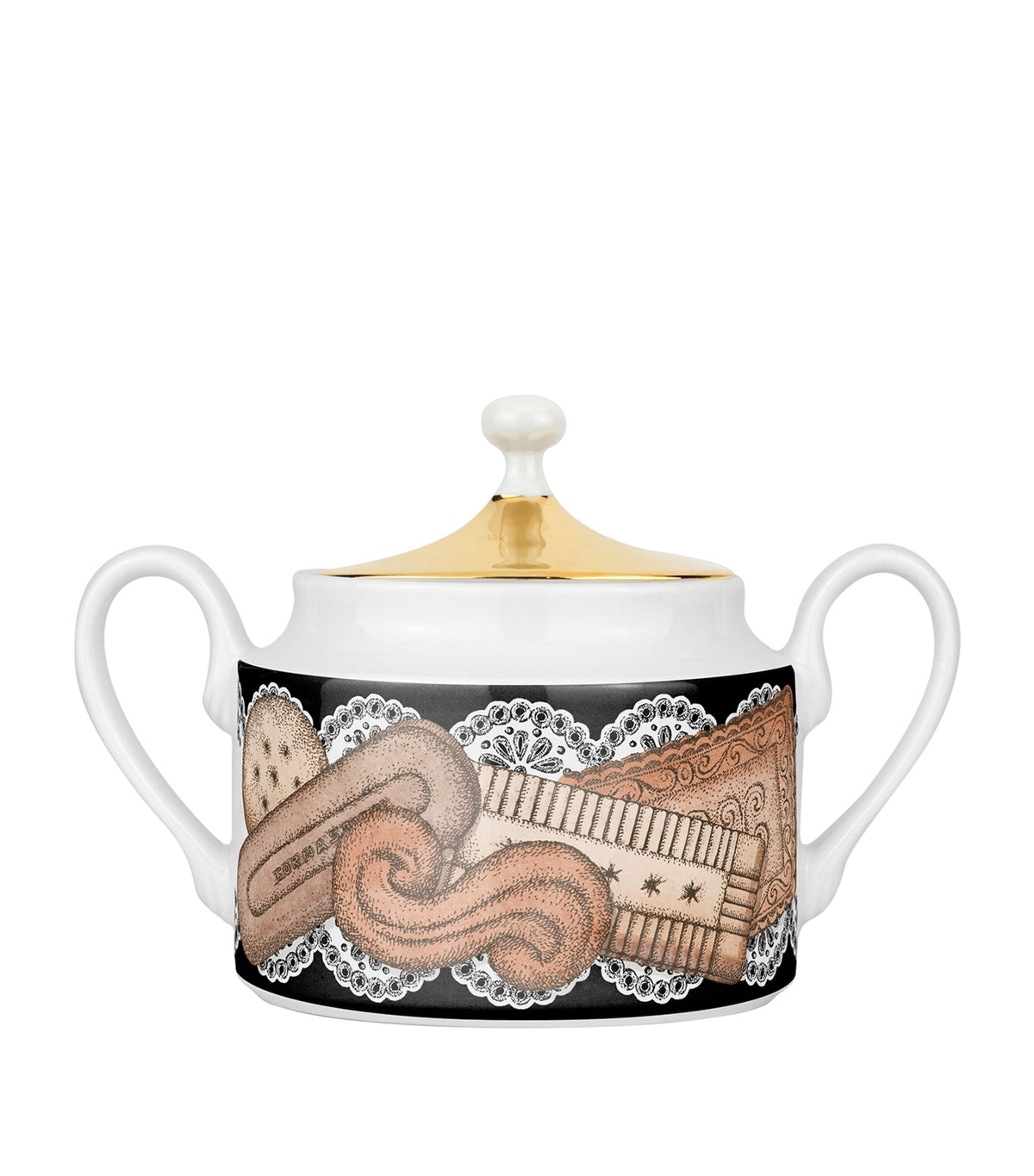 Fornasetti 175 Anniversary Edition Biscotti porcelain sugar bowl - British product