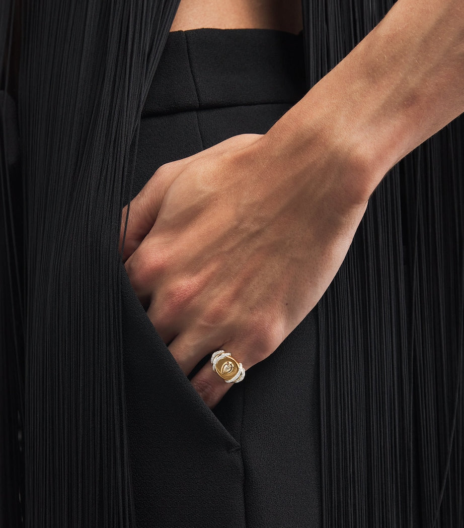 L'Atelier Nawbar yellow gold diamond pinky ring, imported from the UK