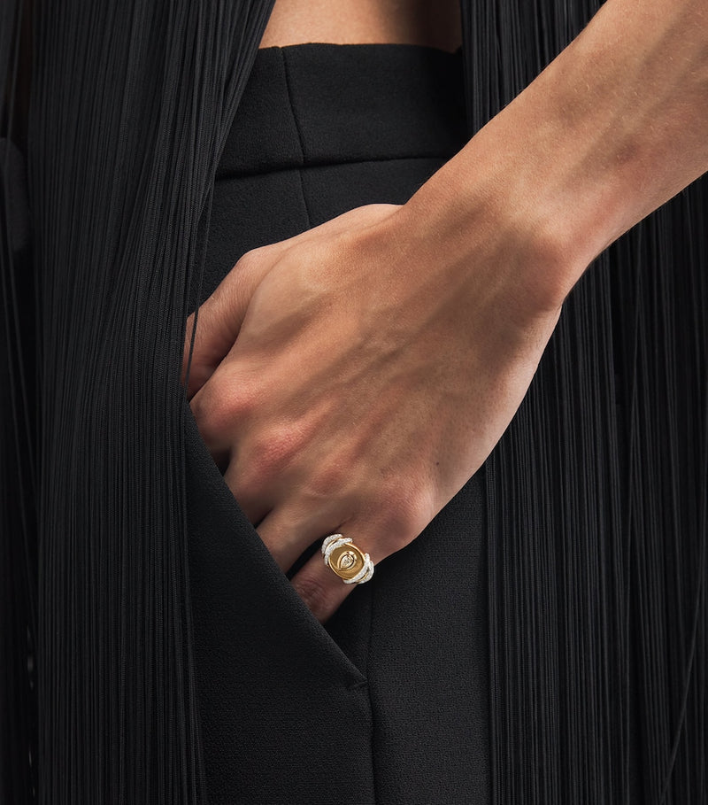 L'Atelier Nawbar yellow gold diamond pinky ring, imported from the UK