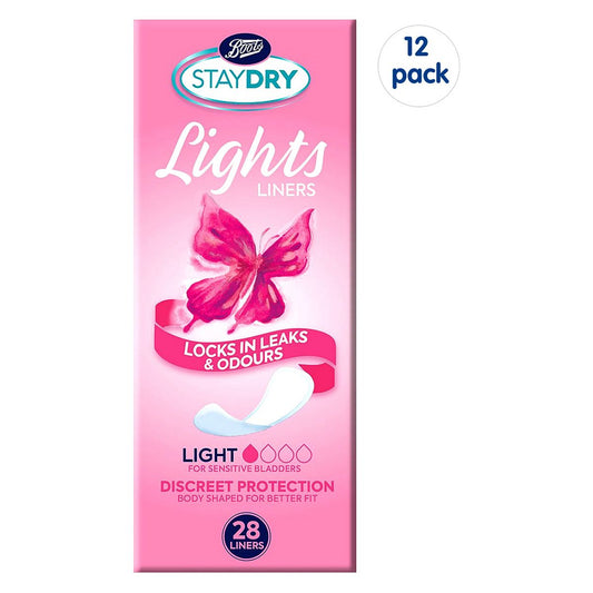 Staydry Lights Light Liners for Light Incontinence 12 Pack Bundle – 336 Liners GOODS Boots   