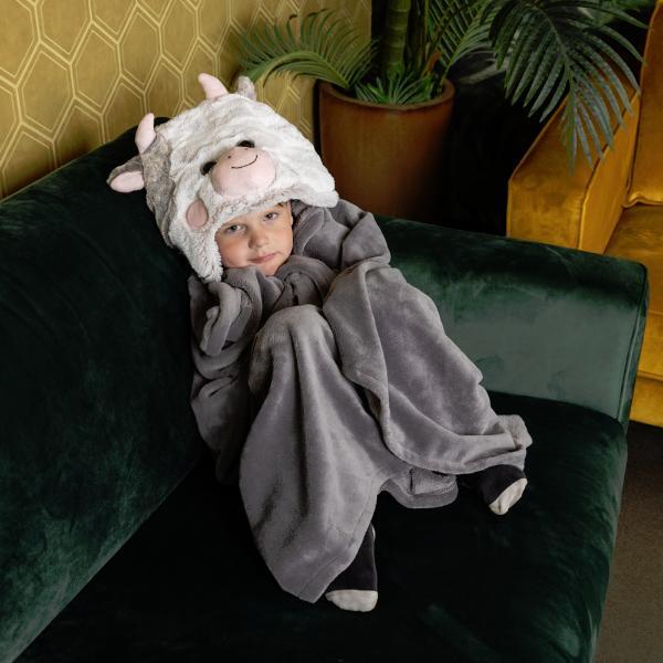 Cozy Noxxiez kids cow hooded blanket large size, imported from the UK