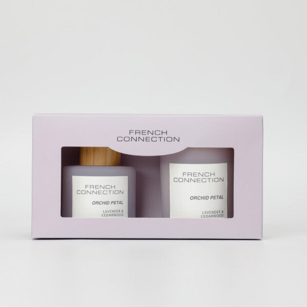 French Connection Orchid Petal diffuser and candle gift set, UK version