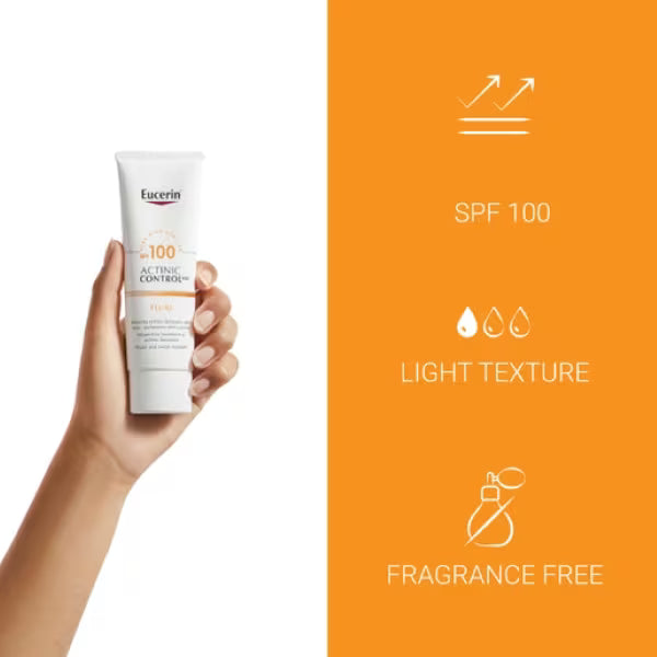 Eucerin Sun Actinic Control MD Sun Cream SPF100 80ml (British brand)