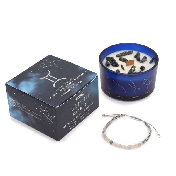 Serenityy's Gemini crystal candle with gemstone bracelet - British product