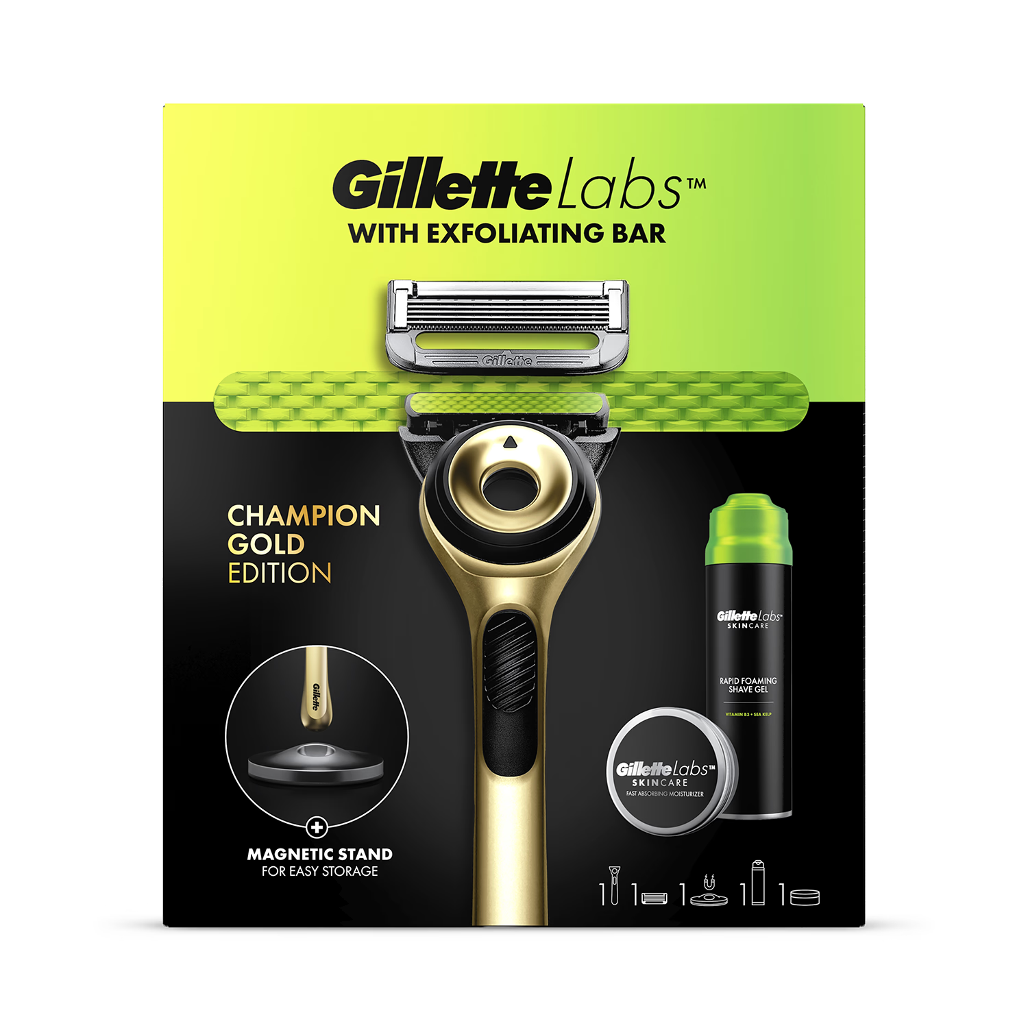 GilletteLabs Champion Gold razor exfoliating bar stand (British brand)