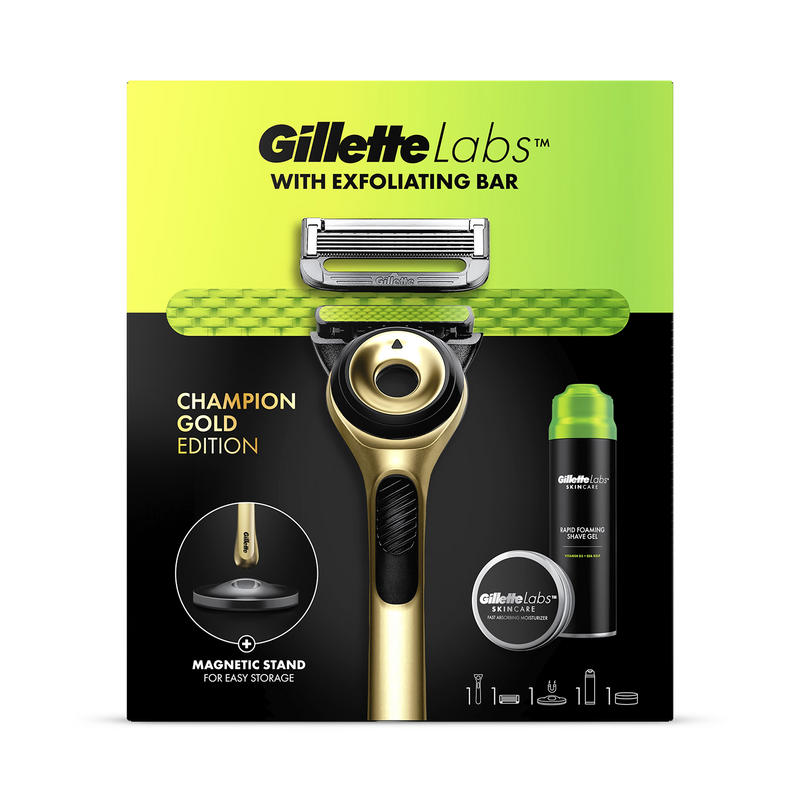 GilletteLabs Champion Gold razor exfoliating bar stand (British brand)