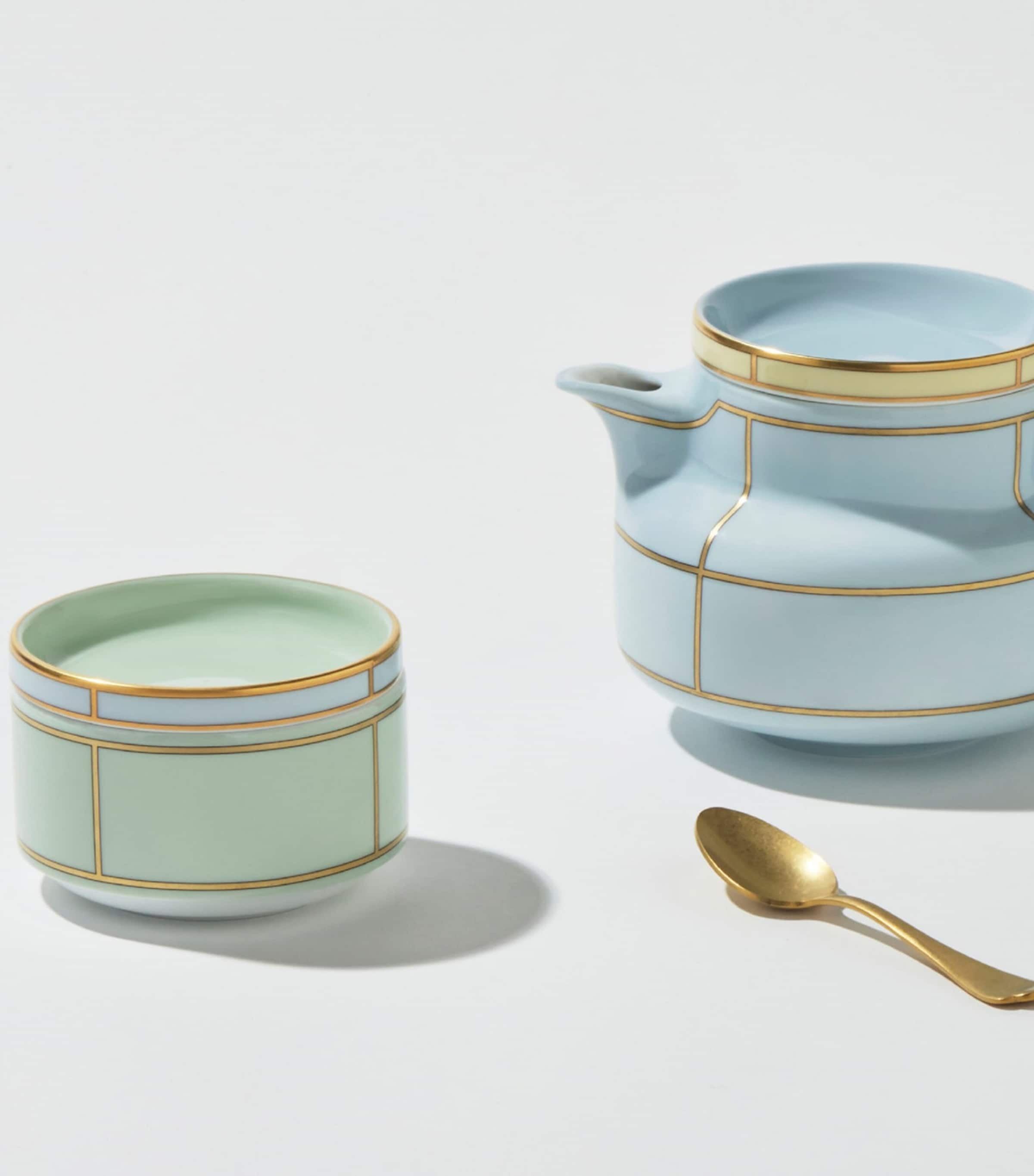 GINORI 1735 porcelain sugar pot Verde 10cm, UK version