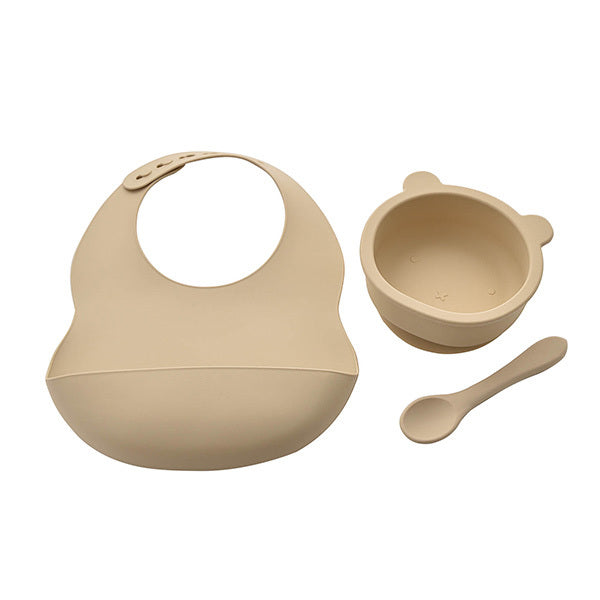 Bambino Silicone Feeding Set Bib Bowl & Spoon Natural GOODS Superdrug   