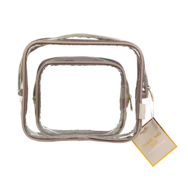 Danielle Creations clear travel bag duo set large and small (British brand)