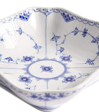Royal Copenhagen Blue Fluted Half Lace Square Bowl 21cm, imported from the UK