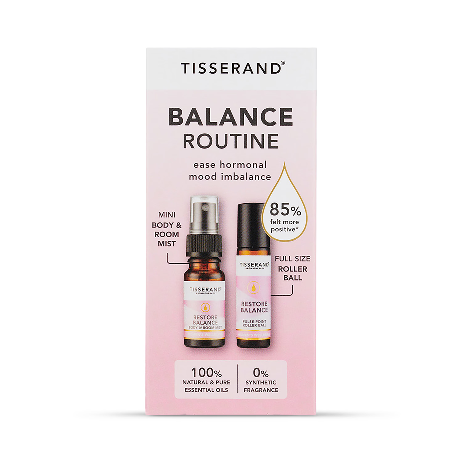 Tisserand Restore Balance Routine Kit roller ball and mist - British product