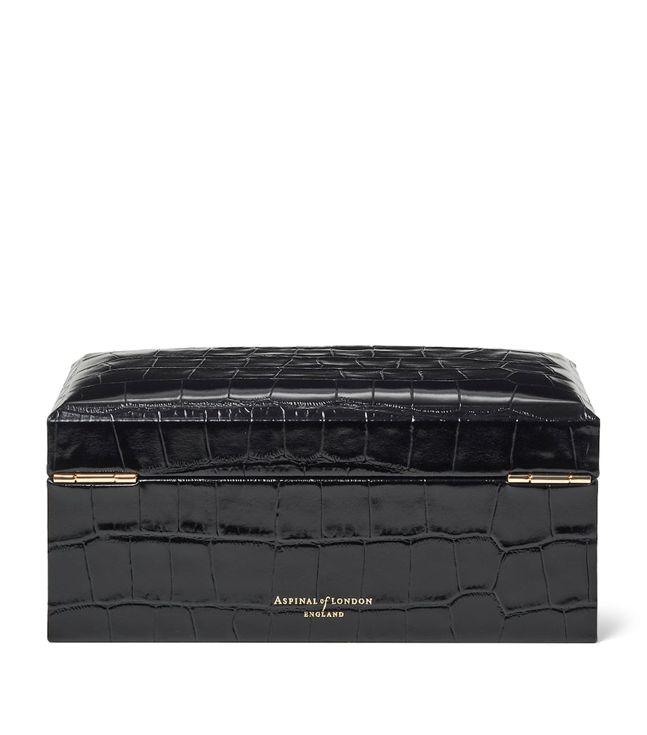Aspinal of London leather croc-embossed 3-piece watch box - British product