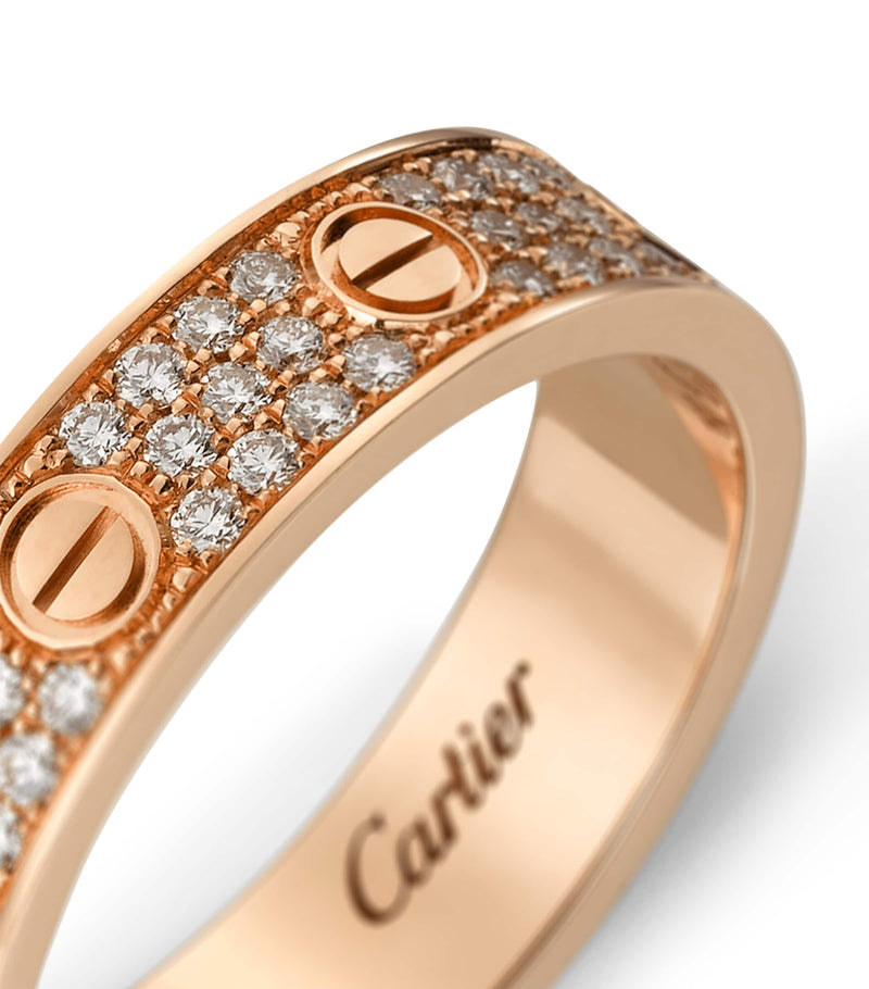 Cartier LOVE wedding band rose gold diamond pave (British brand)