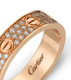 Cartier LOVE wedding band rose gold diamond pave (British brand)