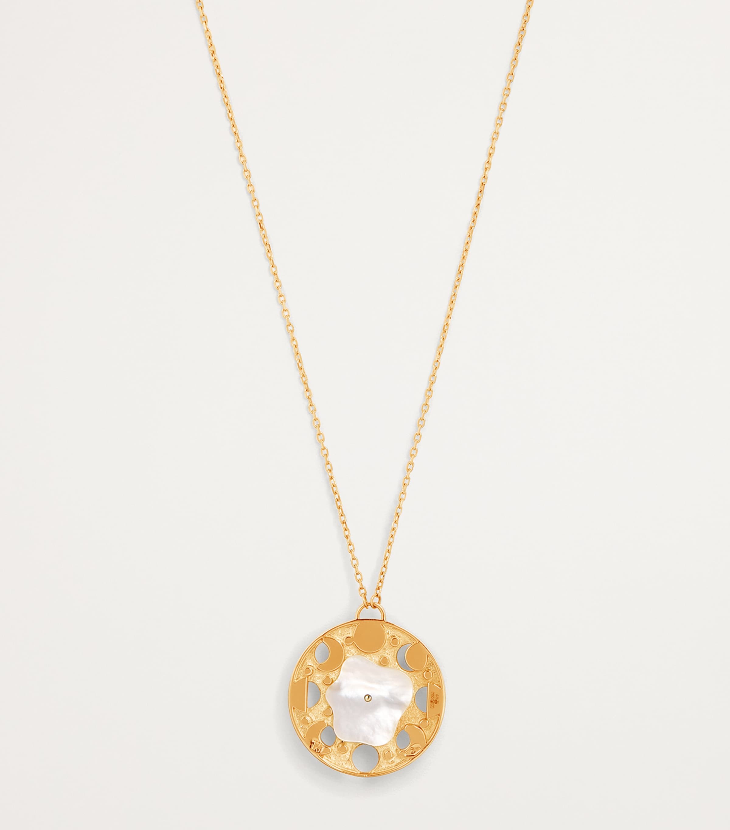 L'Atelier Nawbar yellow gold diamond lapis turquoise moon phase necklace, UK version