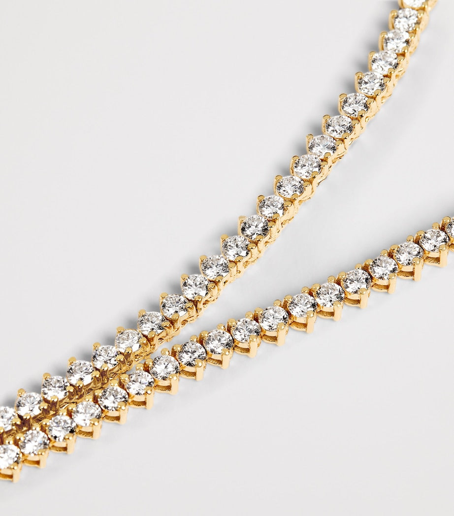 Harrods yellow gold diamond tennis necklace 5.25ct, imported from the UK