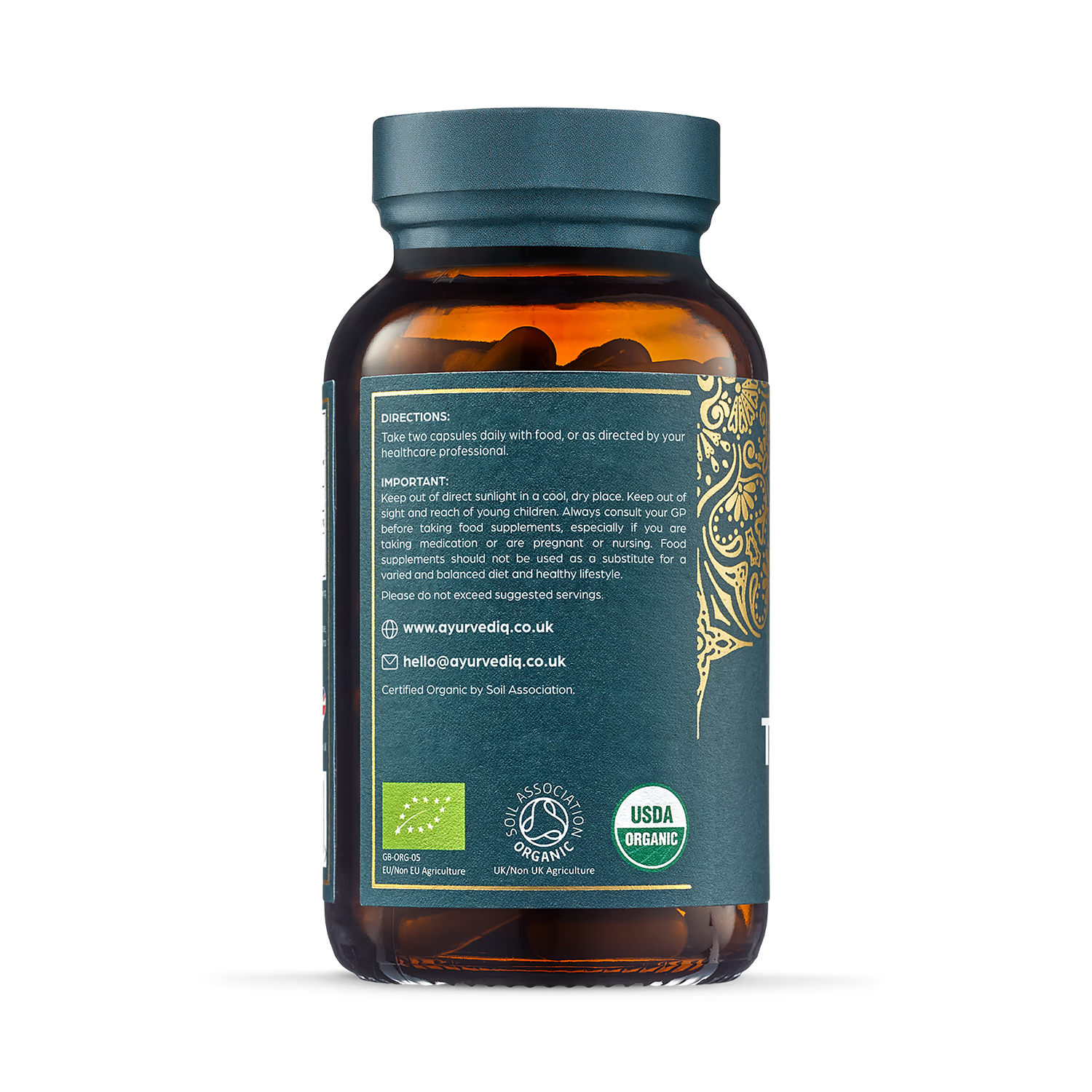 Ayurvediq organic turmeric ginger black pepper capsules 120 count, imported from the UK
