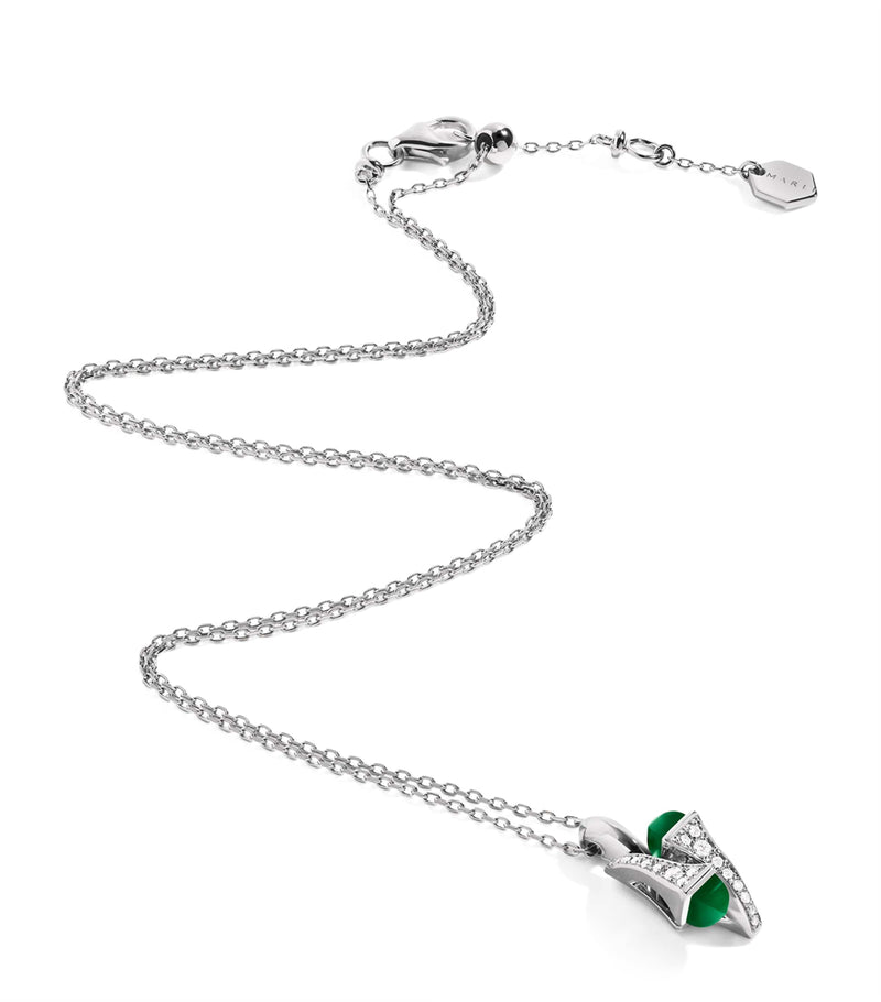 MARLI New York Cleo pendant necklace green agate diamonds 18kt white gold - British product